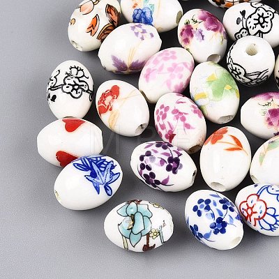 Printed Handmade Porcelain Beads PORC-Q007-13B-1