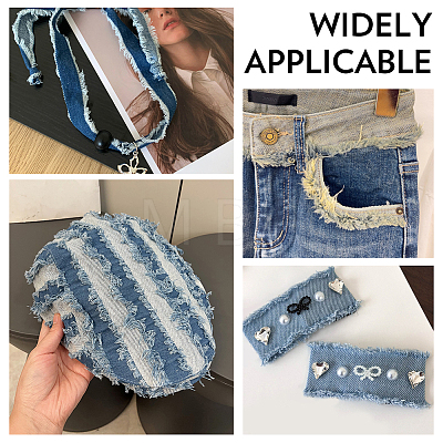 6Pcs 6 Colors Denim Fabric Ribbon DIY-CY0003-63-1