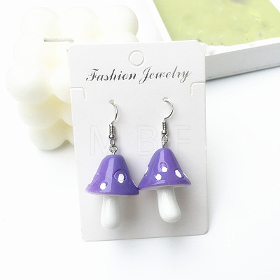 Alloy & Resin Mushroom Dangle Earrings FS-WGBD217-07-1