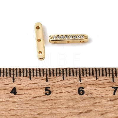 Brass Micro Pave Clear Cubic Zirconia Spacer Bars KK-Z149-01G-1