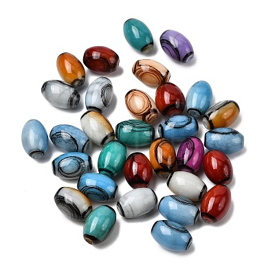 30Pcs Opaque Glass Beads EGLA-L047-10-1