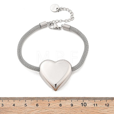 304 Stainless Steel Heart Links Bracelets BJEW-C089-12P-1