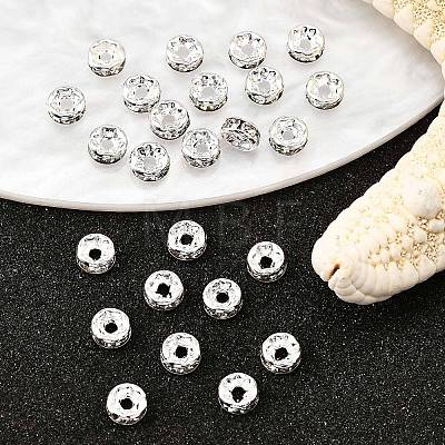 Rack Plating Brass Crystal Rhinestone Rondelle Space Beads RB-D303-S-1