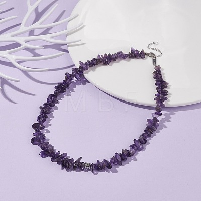 Natural Amethyst Chip Beaded Necklace NJEW-JN03824-03-1