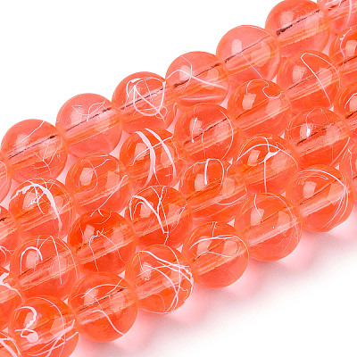 Drawbench Transparent Glass Round Beads Strands X-GLAD-Q012-8mm-08-1