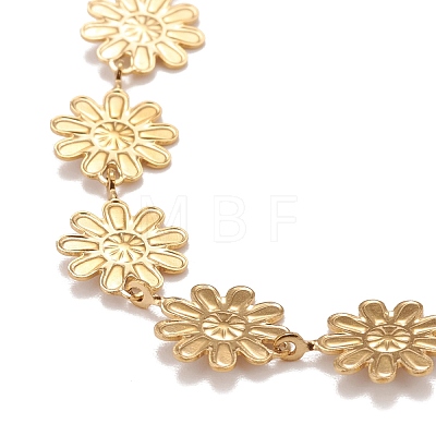 Enamel Daisy Link Chain Necklace NJEW-P220-01G-02-1