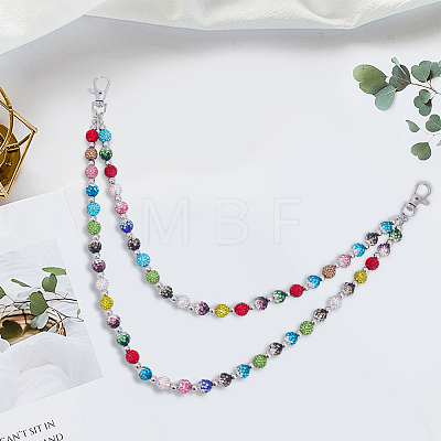 1Pc Polymer Clay Rhinestone Disc Ball and Round Acrylic Beaded Double Layer Pants Chains AJEW-BM0001-27-1