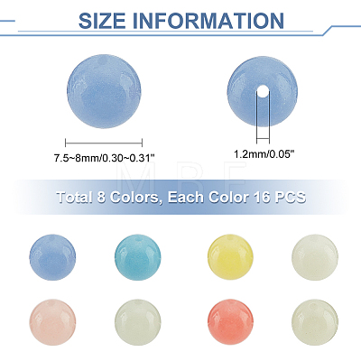  128Pcs 8 Colors Synthetic Luminous Stone Round Beads G-NB0003-98-1