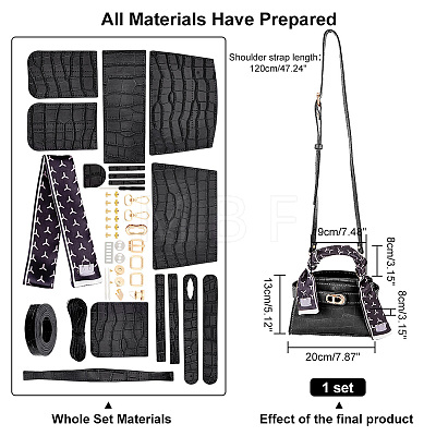 DIY Crocodile Pattern Shoulder Bags Making Kits DIY-WH0374-65A-1