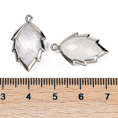 Natural Quartz Crystal Faceted Leaf Pendants G-I375-04P-10-1