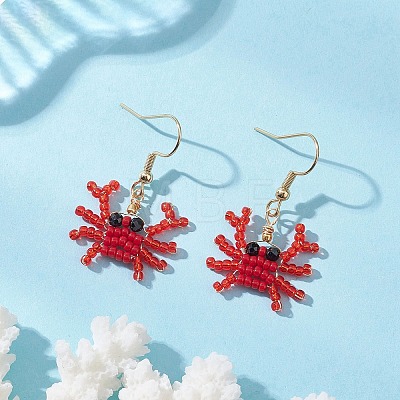 Crab Natural Black Spinel Dangle Stud Earrings EJEW-MZ00641-1