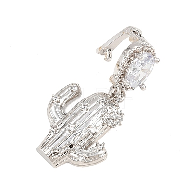 Brass Micro Pave Clear Cubic Zirconia Pendants KK-Z151-12P-01-1