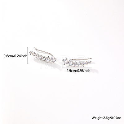Rhodium Plated 925 Sterling Silver Rhinestone Dangle Earrings ER5888-1