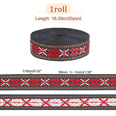 Ethnic Style Polyester Ribbons OCOR-WH0074-32-1