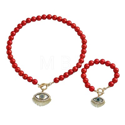 Alloy Rhinestone & Imitation Pearl Bracelets & Necklaces Sets FS-WG20ADC-01-1