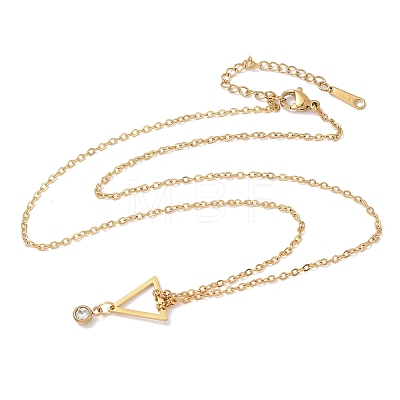 304 Stainless Steel Crystal Rhinestone Geometric Pendant Cable Chain Necklaces NJEW-Z073-01G-02-1