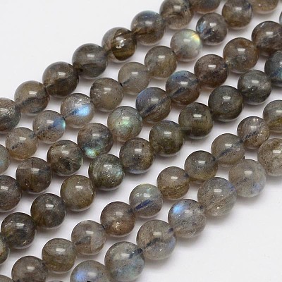 Natural Labradorite Round Bead Strands G-M262-8mm-09-1