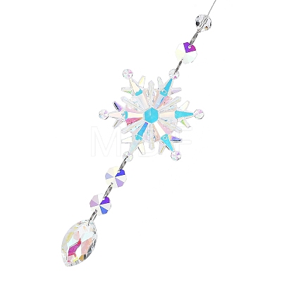 AB Color Glass Snowflake Pendant Decorations AJEW-Q144-02P-04-1