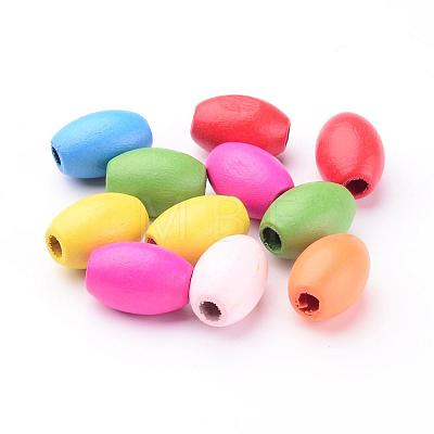Mixed Color Barrel Natural Wood Beads for Jewelry Making X-TB231Y-1