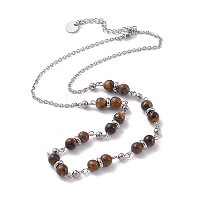 Round Natural Mixed Gemstone Beaded Necklace for Girl Women NJEW-F287-02-1