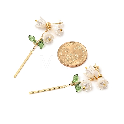 Plastic with Brass Dangle Stud Earrings for Women EJEW-TA00575-1