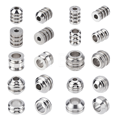 40Pcs 10 Style 304 Stainless Steel Beads STAS-DC0004-27-1