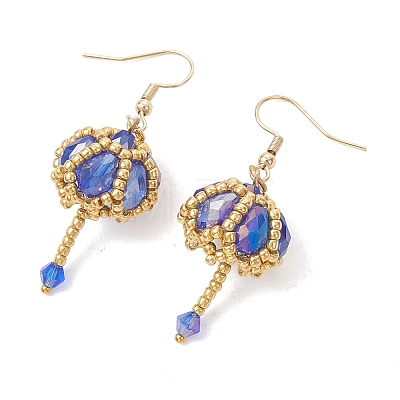 Transparent Electroplate Glass & Seed Glass Beads Dangle Earrings EJEW-MZ00714-1