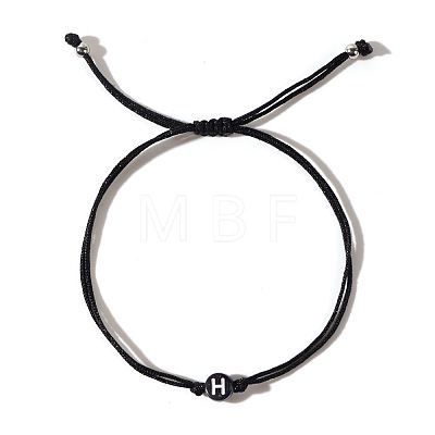 Acrylic Letter H Adjustable Braided Cord Bracelets for Men GX4208-8-1
