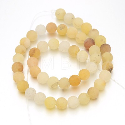 Frosted Round Natural Yellow Aventurine Bead Strands G-J338-06-8mm-1