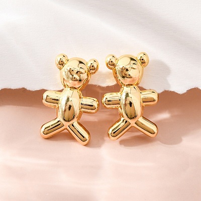 Brass Stud Earrings EJEW-R016-24G-1