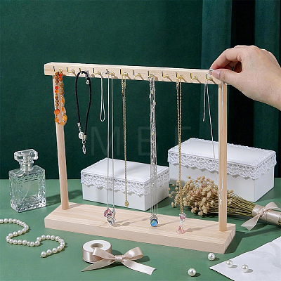 Rectangle Wooden Necklace Organizer Display Stands NDIS-WH0010-36A-1