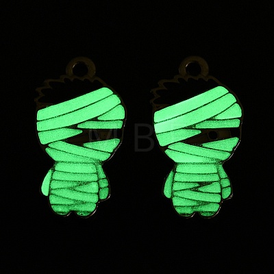 Halloween Theme Rack Plating Luminous Alloy Enamel Pendants ENAM-N056-228P-1