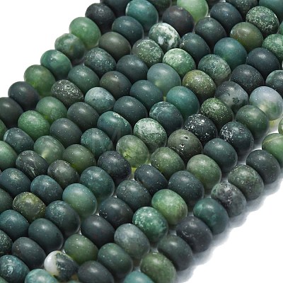 Natural Moss Agate Beads Strands G-P575-A24-8x5mm-1