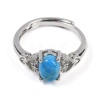 Oval Natural Apatite Adjustable Rings RJEW-Q819-01P-07-1