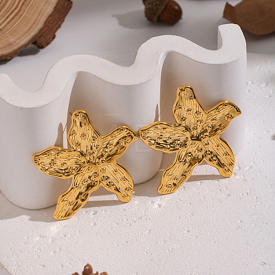 304 Stainless Steel Starfish Stud Earrings FR8971-1