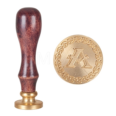 DIY Letter Scrapbook Brass Wax Seal Stamps and Wood Handle AJEW-P068-B07-1