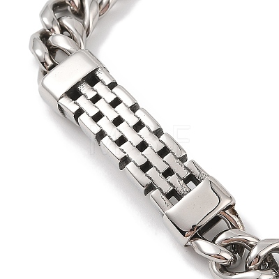 Ion Plating(IP) 304 Stainless Steel Curved Rectangle Link Chain Bracelets for Men BJEW-B096-47A-AS-1