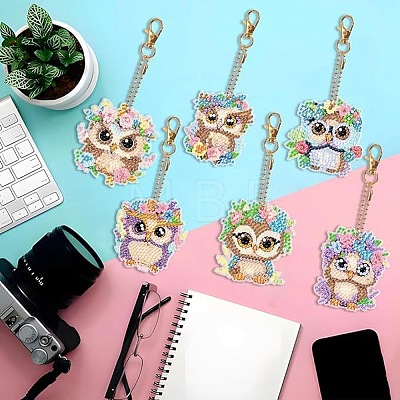 Owl DIY Diamond Painting Keychain Kit PW-WG81970-01-1