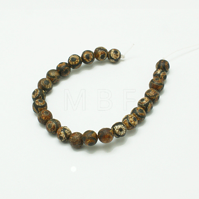 Tibetan Style 3-Eye dZi Beads X-G-K166-04-8mm-L2-1