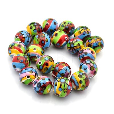 Multi-Color Handmade Lampwork Round Beads X-LAMP-O008-03-1