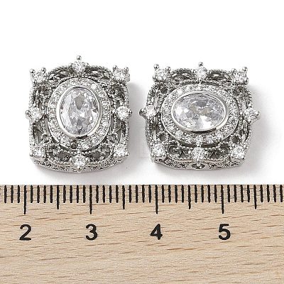 Brass Micro Pave Cubic Zirconia Beads KK-G491-36P-04-1