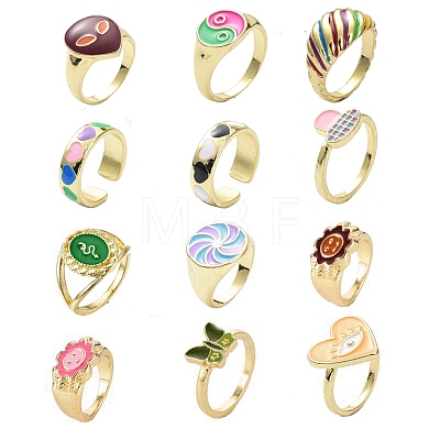Mixed Style Alloy Enamel Finger Rings for Women RJEW-MSMC002-16-1