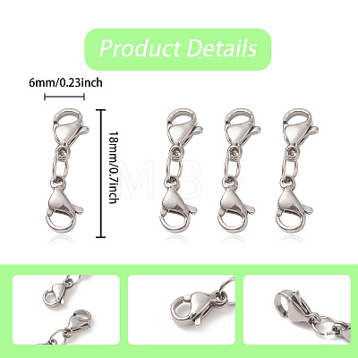304 Stainless Steel Double Lobster Claw Clasps STAS-E163-57P-A-1