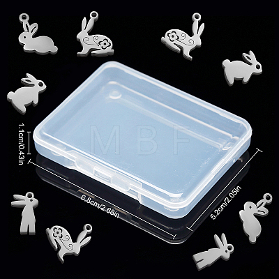 24Pcs 4 Style 201 Stainless Steel Bunny Charms STAS-SC0003-43-1