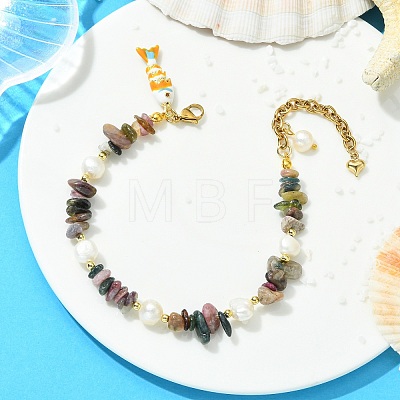 Brass Enamel Fish Charm Bracelets BJEW-JB14062-03-1