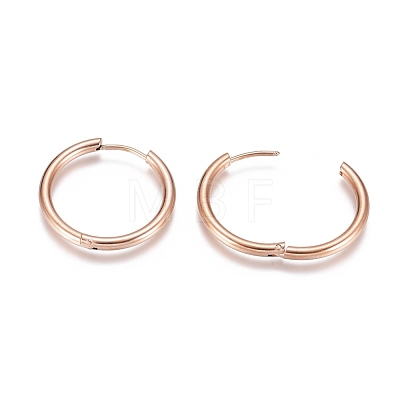 Ion Plating(IP) 304 Stainless Steel Huggie Hoop Earrings EJEW-G272-01-20mm-RG-1