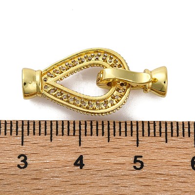 Brass Micro Pave Clear Cubic Zirconia Fold Over Clasps KK-A230-09G-1