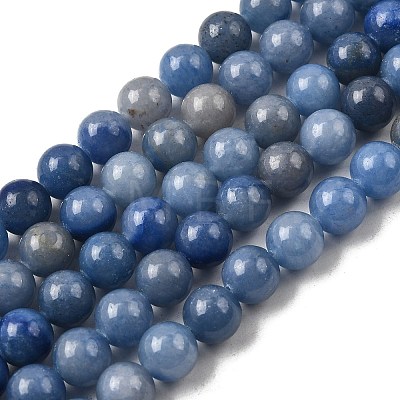 Dyed & Heated Natural Blue Aventurine Round Beads Strands G-N0120-08-8mm-1