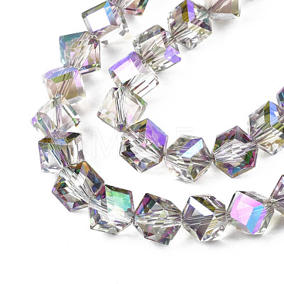 Electroplate Transparent Glass Beads Strands EGLA-N002-29-C01-1
