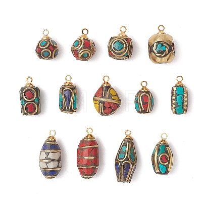 Synthetic Coral and Turquoise Pendants PALLOY-JF05134-1